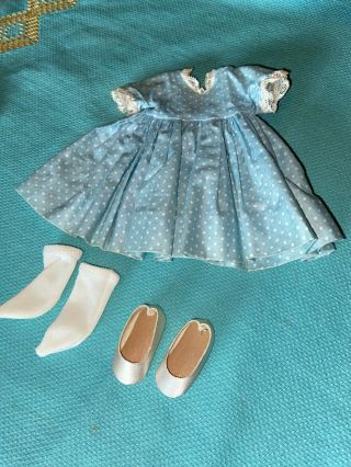 Vintage Madame Alexander Dress In Teal Blue With White Polka Dot For Your Doll.