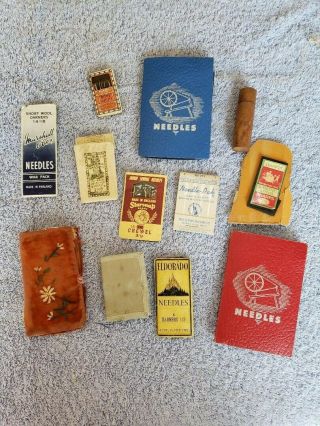 Antique Sewing Needle Cases & Needles 1 Hand Embroidered/others Various Styles