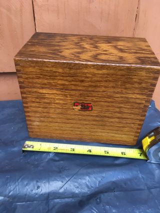 Antique Weis Oak Wood Recipe Card File Box Old Vtg Jointed 6 3/4 X 5 1/4 X 4