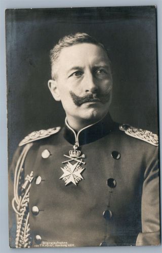 German Emperor Wilhem Ii In Uniform Antique Real Photo Postcard Rppc