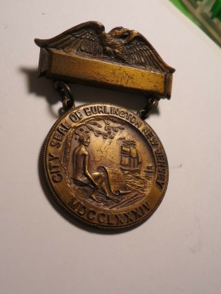 Antique Medal Ww1 World War One Presented By Burlington Nj 1914 - 1918 Rare