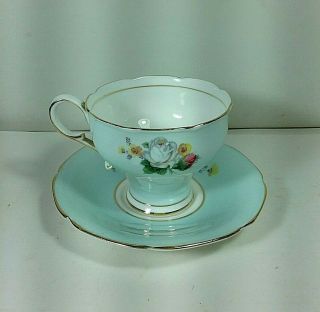 Vintage Paragon Fine Bone China Cup and Saucer ' Cabbage Rose ' Green 2
