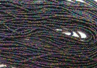 Very Rare Unusual Antique Micro Seed Beads - 16/0 Purple Rainbow Metallic Finish