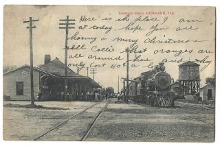 Rare 1910 Postcard Of A Photograph Of Passenger Depot Lakeland Florida