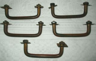 Set 5 Vintage Metal Filing Cabinet Heavy Industrial Copper Bras Handles 4 " Nr