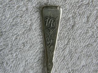 Antique Sterling Silver Butter Knife With Fuchsias