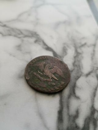 Mexico 1835 1/4 Real Un Quarto Old Antique 1800 ' s Mexican Copper Eagle Coin 2