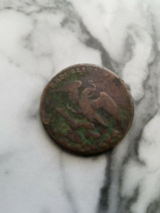 Mexico 1835 1/4 Real Un Quarto Old Antique 1800 ' s Mexican Copper Eagle Coin 3