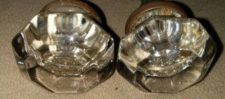 2 Pairs Of Vintage Antique 12 Point Crystal Glass Door Knobs With Spindle (R2) 3