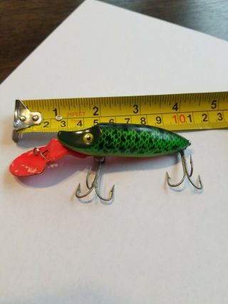 Vintage Heddon Deep - Dive River Runt Fishing Lure Green Craw Check It Out