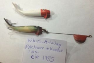 2 Vintage Whirl - A - Way Fishing Lures Packner & Koeler Cir 1935