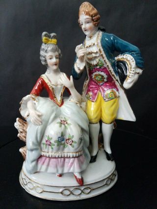 Vintage Porcelain Figurines Seated Woman W/ Courting Man