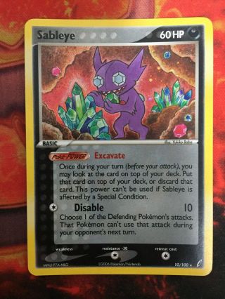 Sableye 10/100 Holo Rare Pokemon Card Ex Crystal Guardians Pokemon Tcg Vintage