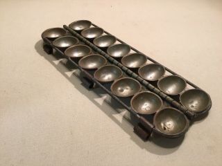 Vintage Antique Metal Candy Chocolate Mold,  Small Eggs Mold Hinged Clamp