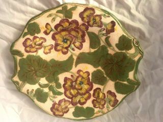 Unique Rare Hand Made Vintage Majolica 10 " Floral Plate Signed Art Pottery