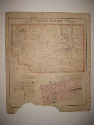 Antique 1876 Sadsbury Township Crawford County Pennsylvania Map Hartstown Rare N