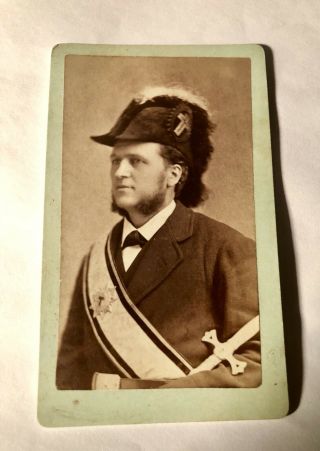 Antique Cabinet Card Man In Fraternal Admiral Hat With Sword Masons - ?