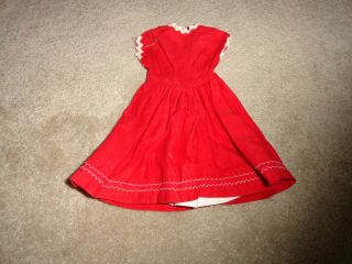 Vintage Doll Dress Red & White 14 - 16 Inch Toni Type Doll Dress