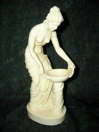 Vintage A.  Santini Partially Nude Female Statue Bird Bath Italy Stands 9.  5 "