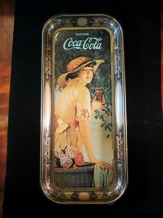 Vintage Antique " Drink Coca - Cola " Coke Tray Advertising Ad World War I Girl