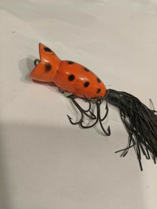 Rare Spotted Orange Arborgast Hula Popper Fishing Lure Bait Tough Minnow Reel