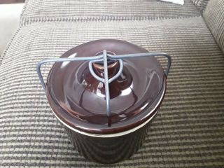 Vintage Brown Glazed Cheese/Butter Crock with Lid,  Rubber Seal & Wire Bale 2