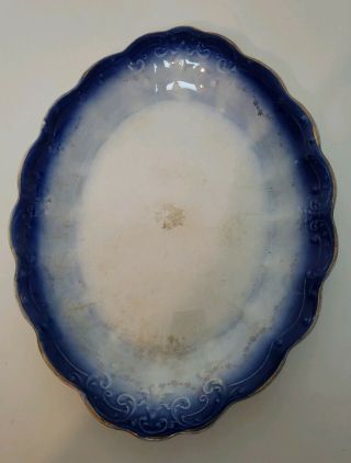 Vintage Antique La Francaise Flow Blue Porcelain Oval Platter Plate Dish