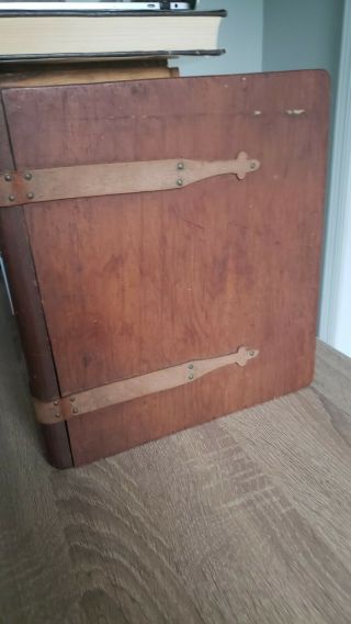 Vintage Wooden Binder Leather Notebook 3 - Ring Antique Office