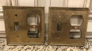 2 Heavy Portugal Cast Metal Brass Light Switch Outlet Receptacle Cover Plate