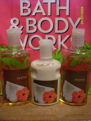 Bath & Body Exotic Coconut Shower Gel & Body Lotion X 3 Rare