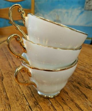 Royal Stuart Bone China Teacups White Gold Set Of 3