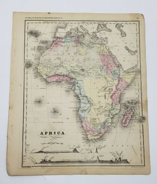 Africa Hand Colored Map Mcnally 