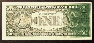 1999 $1 Frn - Over Inked Inking Error - One Dollar Bill - Millennium - Rare Ink