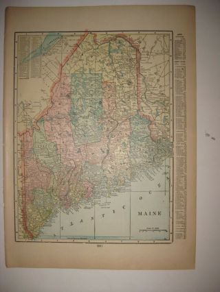 Antique 1899 Maine Hampshire Vermont Named Railroad Map Portland Fine
