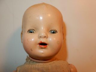 Vintage Antique Composition Baby Doll 17 " Open Mouth Neck Is Marked