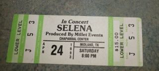 Selena Quintanilla 1993 Vintage Concert Ticket Selena Rare Selena Y Los Dinos