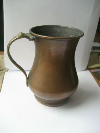 Vintage Metal Folk Art Hand Crafted Copper Beer - Ale 5 " Tall Stein - Mug