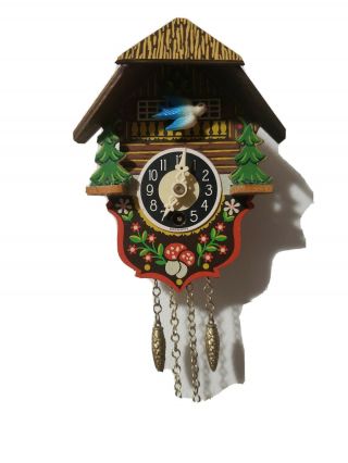 Antique Vintage Wooden Mechanical German Novelty Collectible Mini Cuckoo Clock