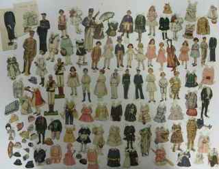 Vintage 100,  Victorian Paper Dolls Cut From Magazines Antique Ephemera Unique