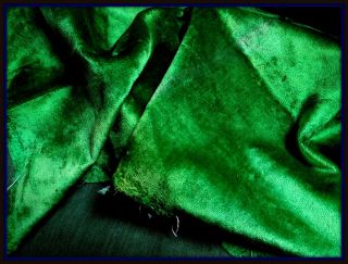 Rare Luxuriously Soft Antique Victorian French Silk Velvet Trim Exquisite Green