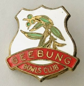Geebung Bowling Club Badge Pin Australian Native Flora Rare Vintage (l4)