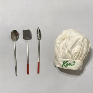 1960’s Vintage Barbie Ken Chef Hat And Barbeque Utensil Accessories