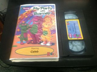 My Party With Barney Rare Oop Custom Vhs Video Kideo Staring Caleb