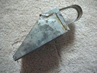 Antique Primitive Hand Made Small Square Tin Scoop - Sugar Flour Meal - 5 " Long
