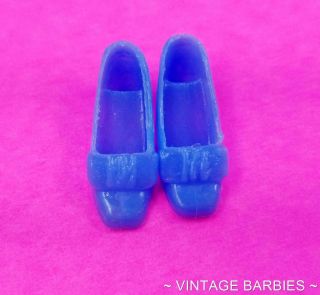 Barbie / Francie Doll Blue Plastic Clone Bow Shoes / Heels Vintage 1960 