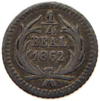 Guatemala 1/4 Real 1862 Rare T64 523
