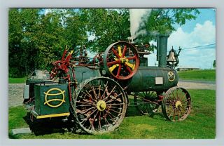 Waterloo Traction Steam Engine,  Farm Antique,  Made In Canada,  Chrome Postcard