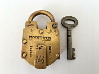 Lock 1930 Old Vintage Rare Brass Lock And Key Collectible Hobib & Co Aligarh