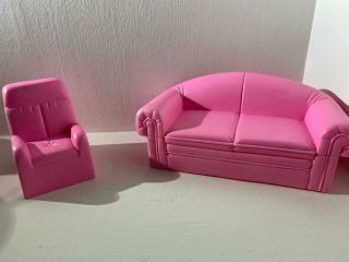 Vintage 1994 Barbie Mattel Pink Couch Sofa & Chair Dream House Plastic Furniture