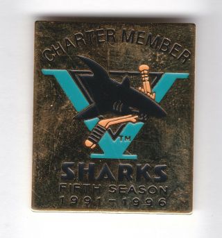 Rare San Jose Sharks - Fifth Season 1991 - 1996 Pin - Official Nhl